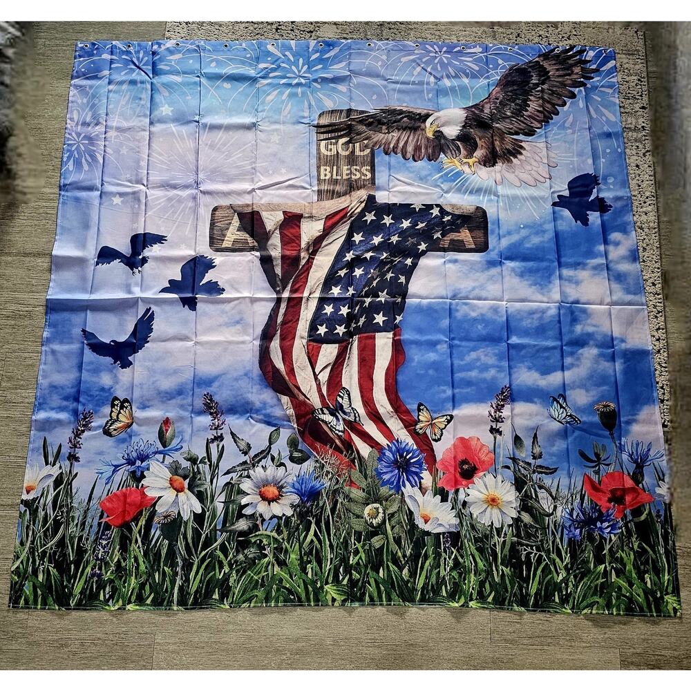 Christian Patriotic Flag God Bless Cross American Flag Eagle Garden Banner 3x5